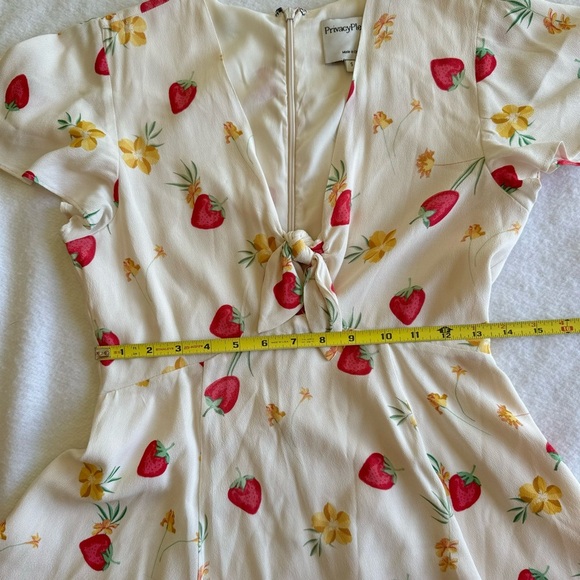 Privacy Please Dixie Mini Dress Strawberry Floral Print Plunge Neck Size S - Picture 9 of 9